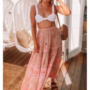 Rare Spell Poinciana Pretty & Pink Maxi Skirt - Sz Small - Cotton Candy - Gypsy